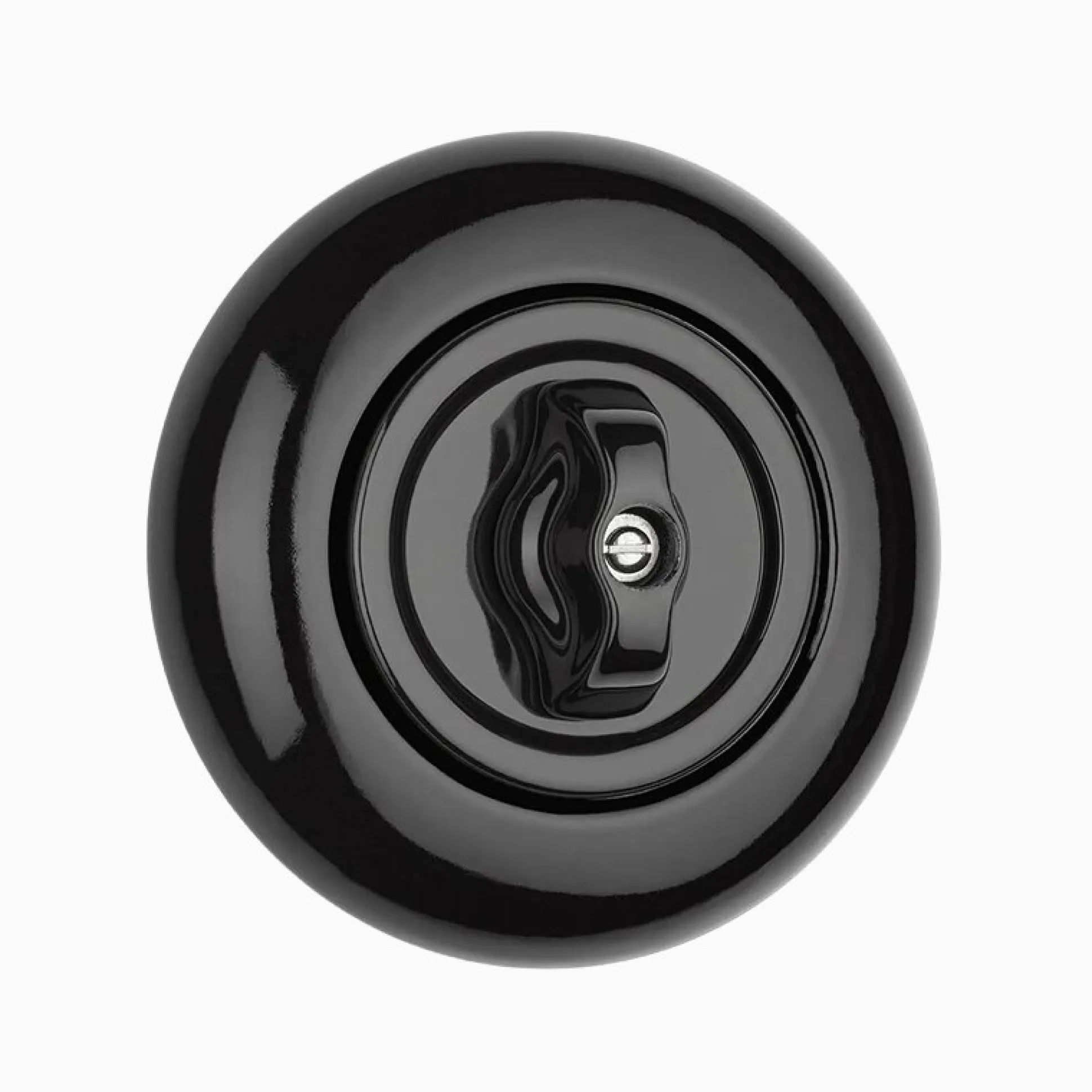 Strömbrytare Trapp Vred svart porslin med ring