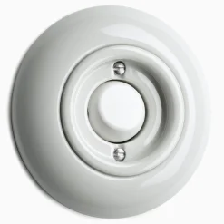 Strömbrytare Kors Vipp vit porslin med ring