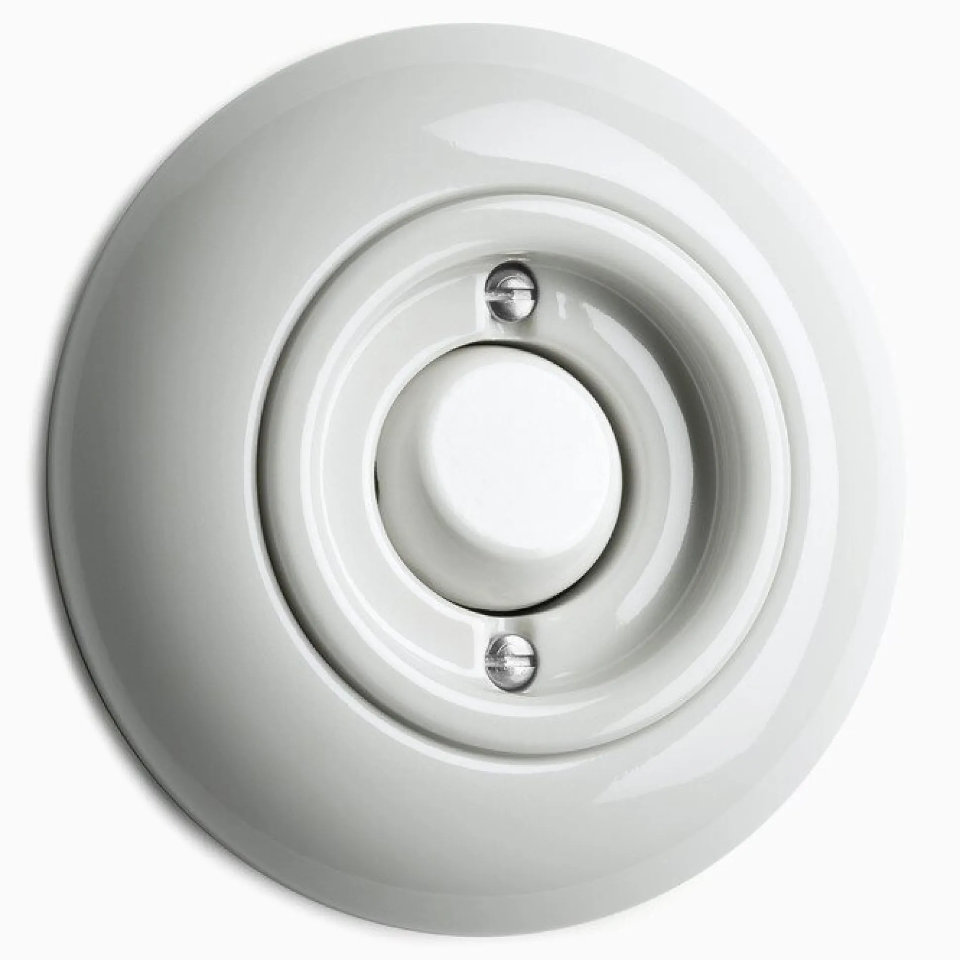 Strömbrytare Kors Vipp vit porslin med ring