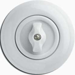 Strömbrytare Kron Vred vit porslin med ring