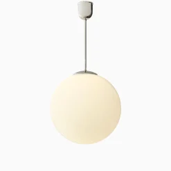 Taklampa gräddvitt klot förnicklad mässing 620 mm