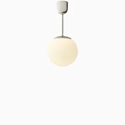 Taklampa gräddvitt klot förnicklad mässing 380 mm