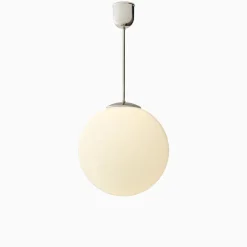 Taklampa gräddvitt klot förnicklad mässing 580 mm