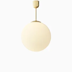 Taklampa gräddvitt klot mässing 520 mm