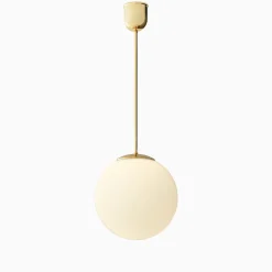 Taklampa gräddvitt klot mässing 720 mm