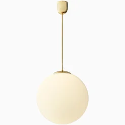 Taklampa gräddvitt klot mässing 820 mm