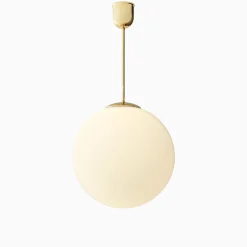 Taklampa gräddvitt klot mässing 620 mm
