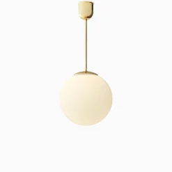 Taklampa gräddvitt klot mässing 520 mm