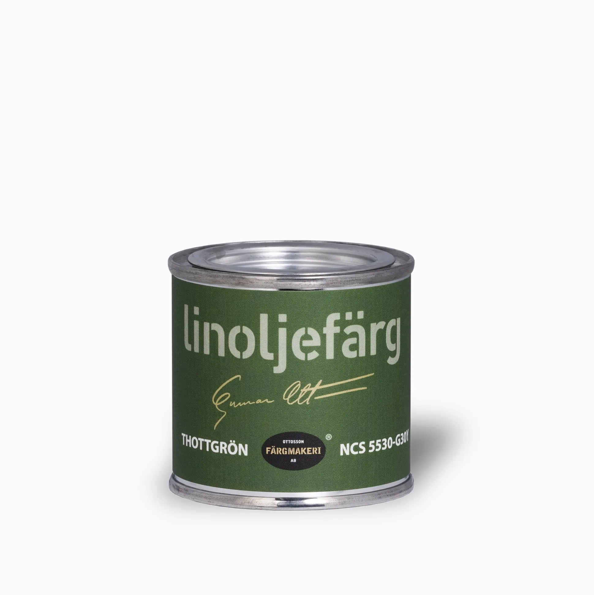 Thottgrön linoljefärg provburk