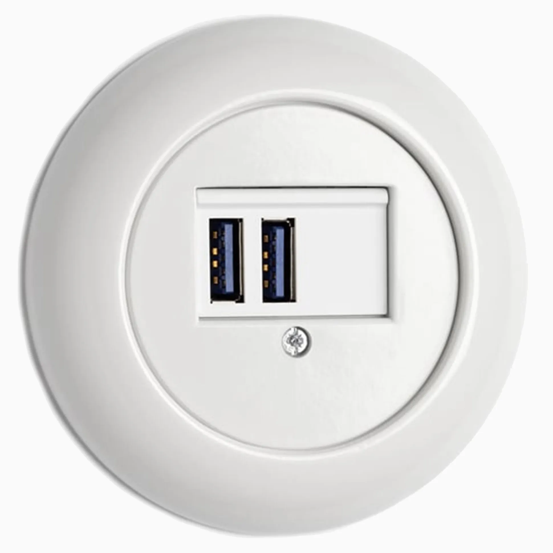 USB-uttag vit porslin med ring