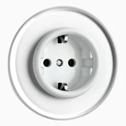 Vägguttag jordat vit med glasring