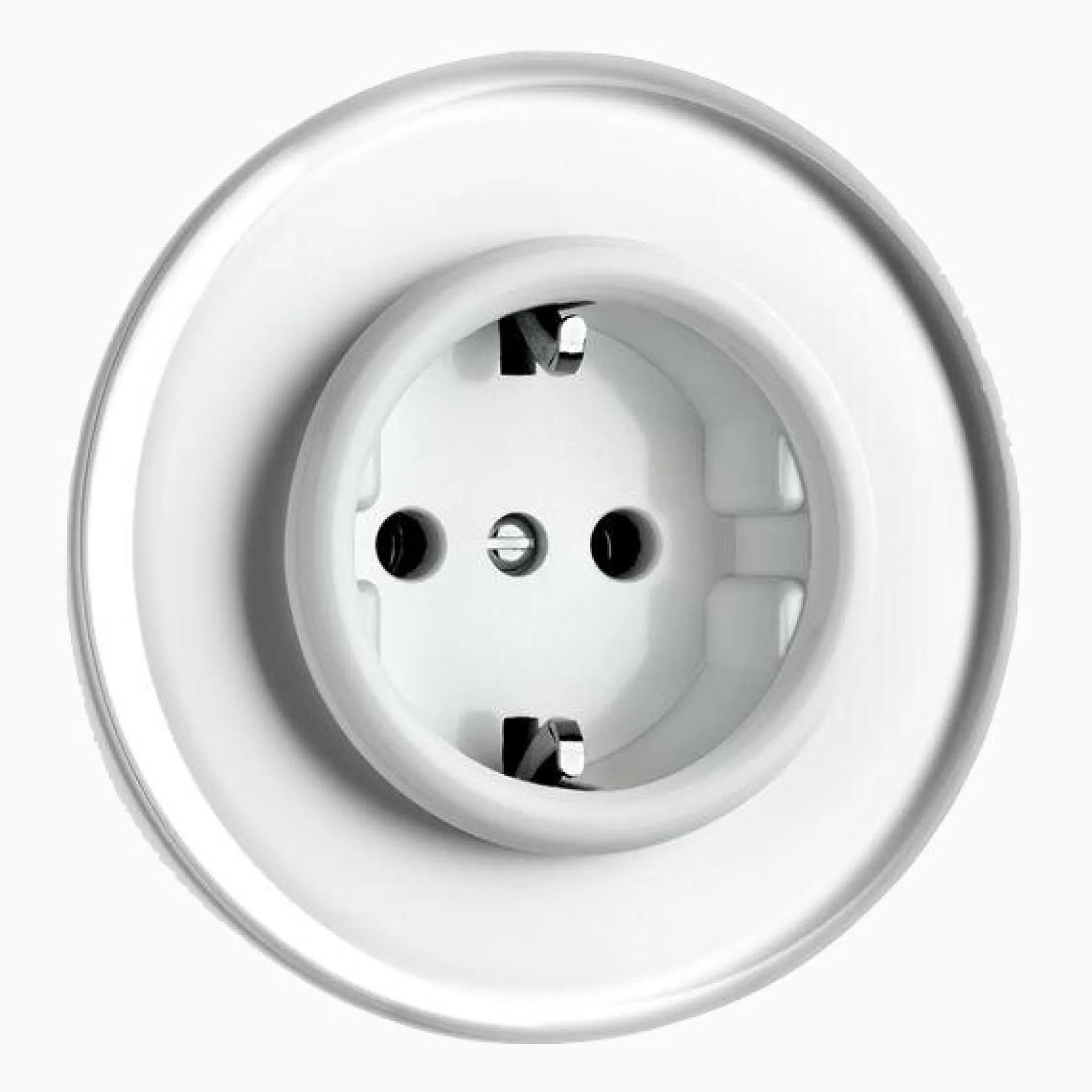 Vägguttag jordat vit med glasring