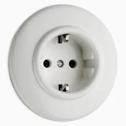 Vägguttag jordat vit med ring